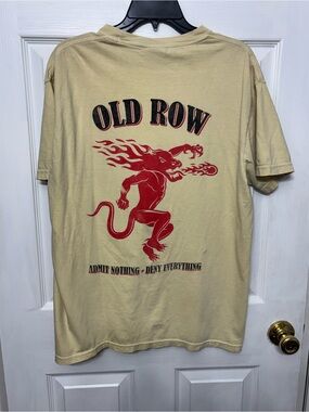 Comfort Colors Short-Sleeve Pocket Tee in Light Khaki with Red Logo